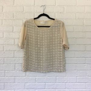 JOA gold floral shimmery top size small